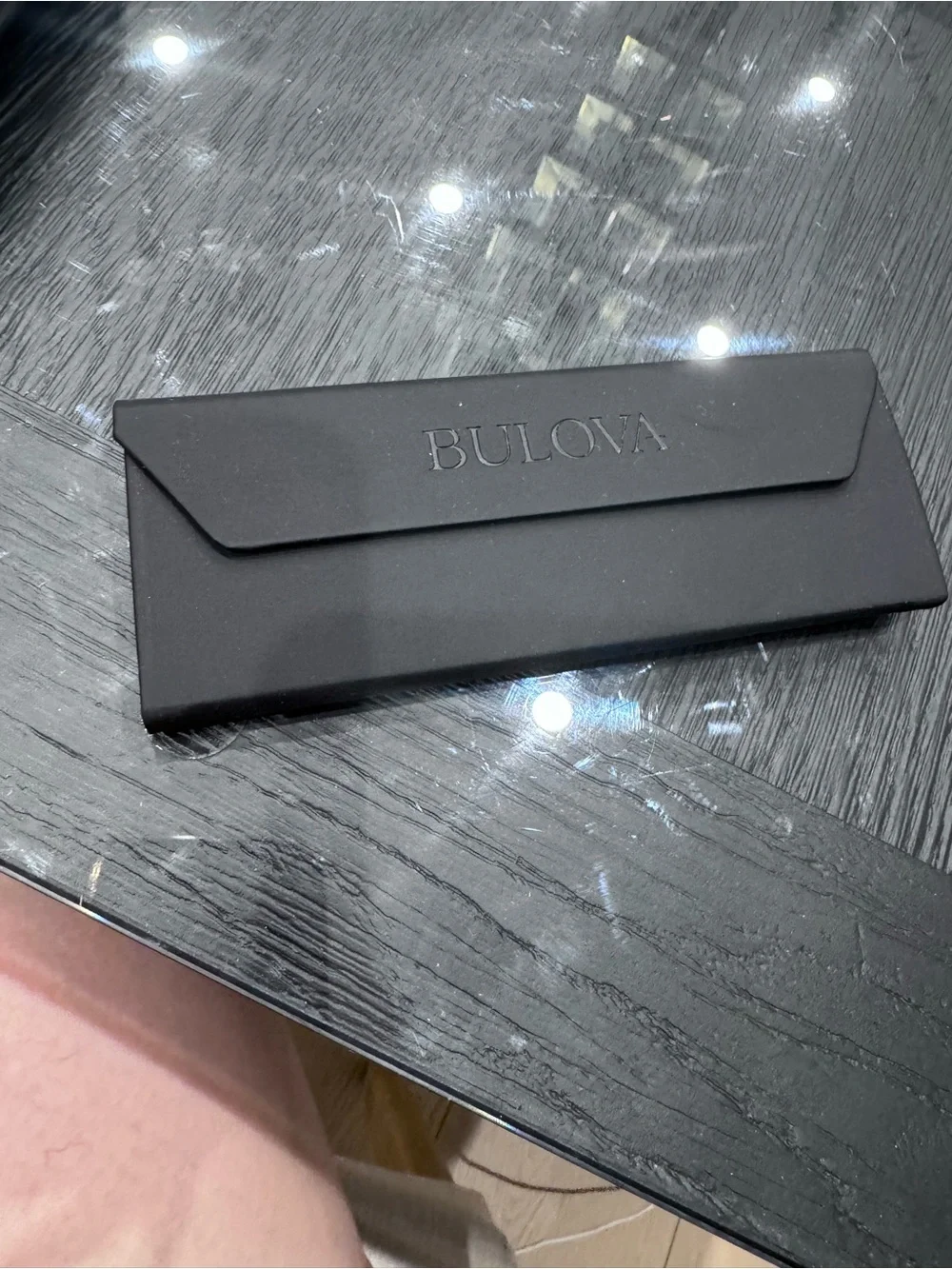 Bulova Black Foldover Eyeglass Case